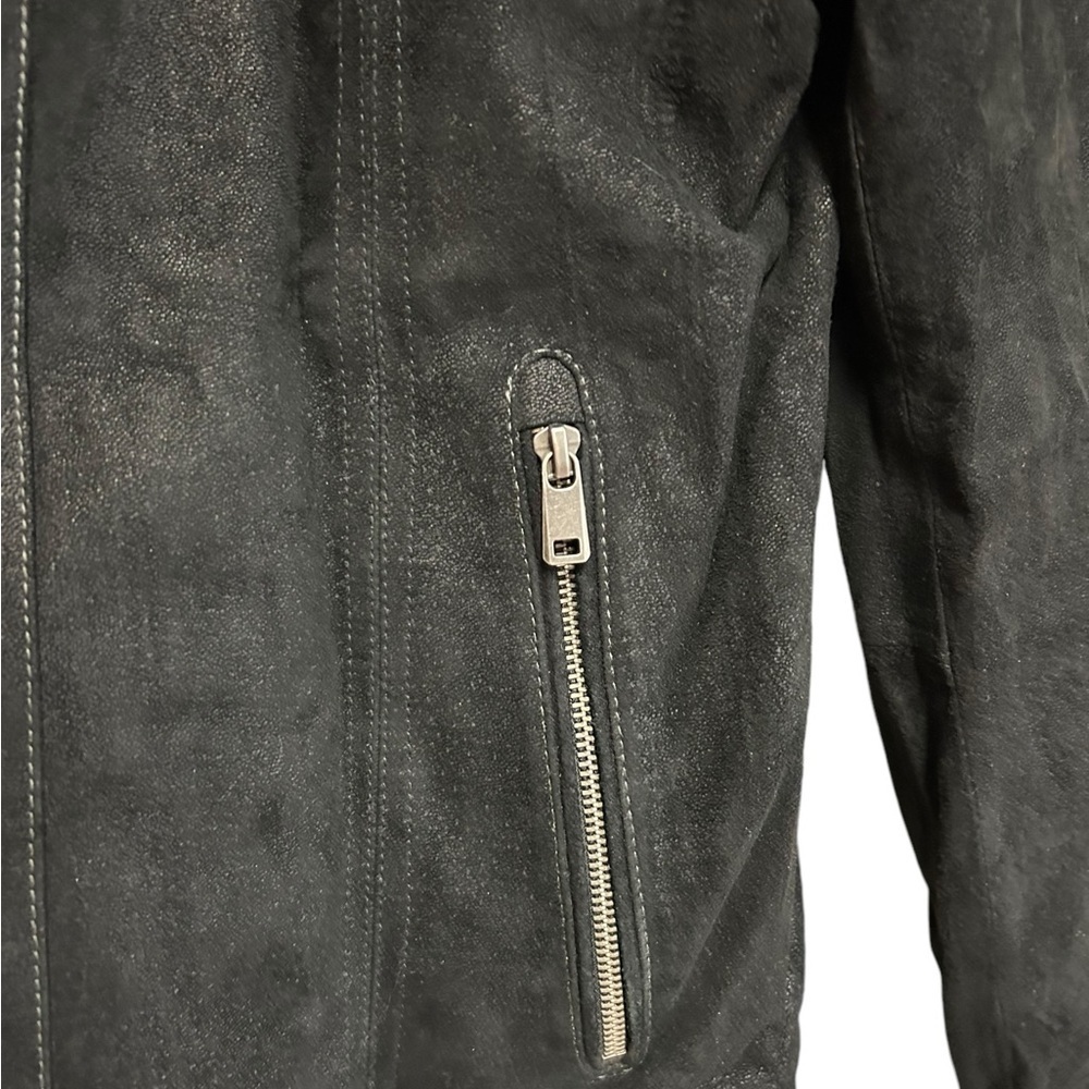 Vintage Wilson Jacket size small Black Motorcycle Suede Genuine Leather Zip up - Picture 5 of 10